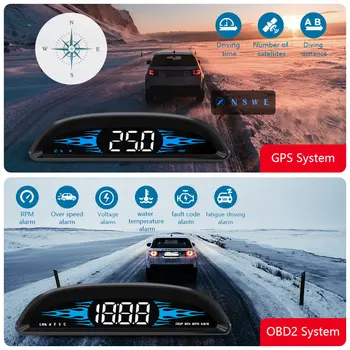 G2 Hpd Prikaz Vozila SA Obd2 GPS Brzinomjer, Brojač kilometara Kompas Head Up Display Brzina Alarmni sustavi Digitalni Senzori Za Sva Vozila