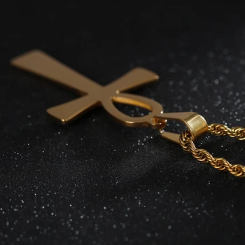 HaoYi Nehrđajućeg Čelika Egipat Cruz Privjesak Lanca I Ogrlice Za Za Muškarce, Moda Je Simbol Života Nakit