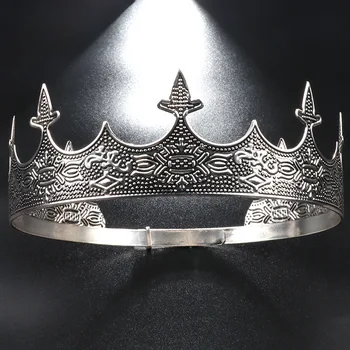 Muški Starinski Klesanog Uzorak Crown Metalni Puni Cijele Royal Šlem Ukras Za Kosu