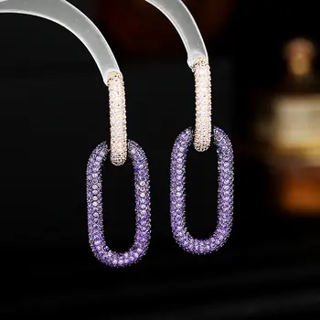 Nove popularne CZ nakit kubni cirkon ovalni geometrija berba ženske viseće naušnice