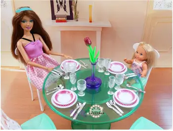 Novi namještaj za lutke Barbie kuće, zeleni kuhinjski stol, pribor za namještaj za Barbike, pribor za lutke, 1/6, igračka 