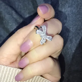 Novi Prsten Od 925 Sterling Srebra Sa Simuliranim Banta S Dijamantom Za Ženske Zaruka, Vjenčanja Luksuzni Nakit Poklon
