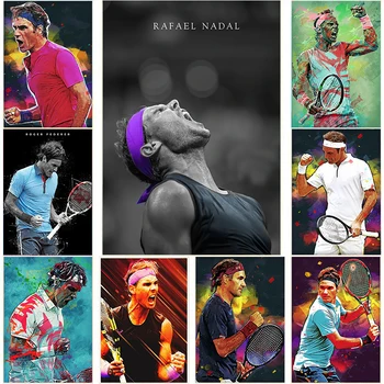 Poznati Tenisači Roger Federer, Rafael Nadal Plakati Platnu Slikarstvo Sport Pop Zid Umjetnost Za Dnevni Boravak Uređenje Doma