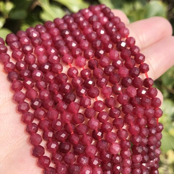 Veleprodaja 2 3 4 mm Maleni dragulji Perle sjajnih Malo Cut-Perle Od Crvenog Rubina Kamena Za Izradu Nakita Izvlačenja Ogrlica CharmsIY